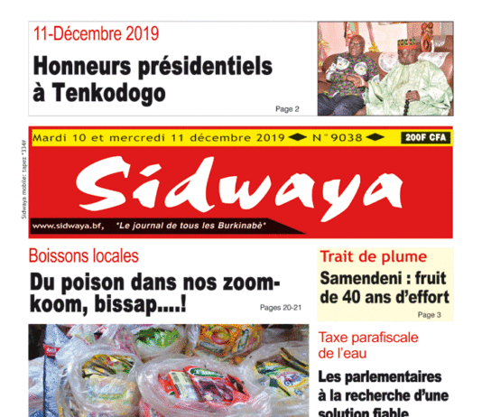 Une Sidwaya du mardi 10 et mercredi 11 décembre 2019