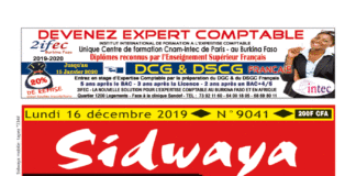 Une Sidwaya du lundi 12 décembre 2019