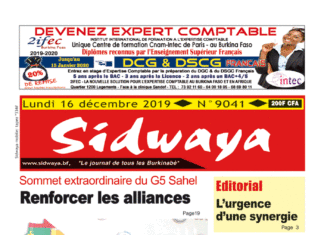 Une Sidwaya du lundi 12 décembre 2019
