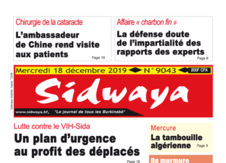Une sidwaya du 18 12 2019