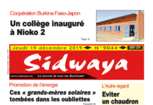 Une Sidwaya du jeudi 19 décembre 2019
