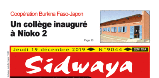 Une Sidwaya du jeudi 19 décembre 2019