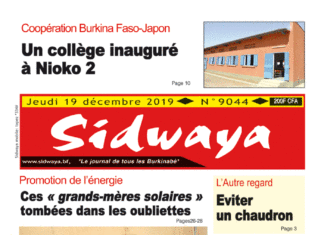 Une Sidwaya du jeudi 19 décembre 2019