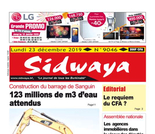 Une sidwaya du 23 12 2019
