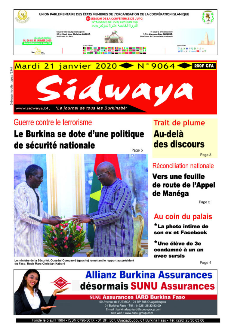 Une du 21-01-2020