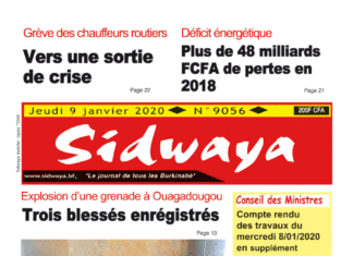 Une Sidwaya du 09 janvier 2020