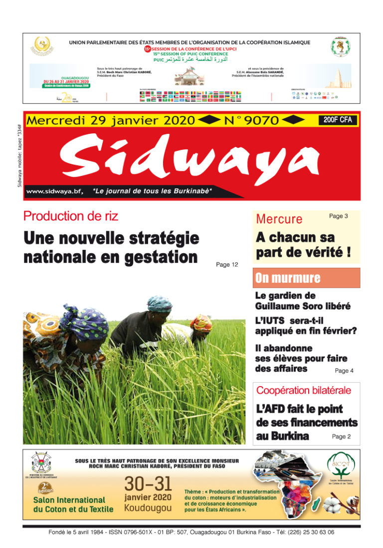 Une du 29-01-2020