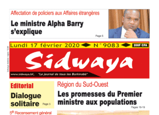 Une Sidwaya du 17 février 2020