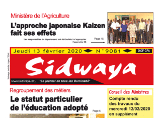 Une sidwaya du 13 02 2020