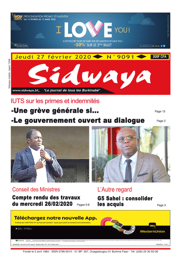 Une du 27-02-2020