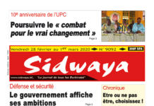 Une Sidwaya du 28 février 2020