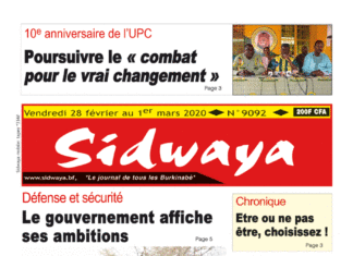 Une Sidwaya du 28 février 2020
