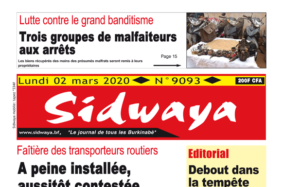 Une sidwaya du 02 03 2020