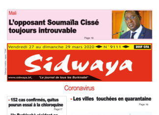Une Sidwaya du 27 mars 2020