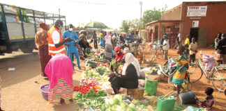 Riposte au COVID-19 à Ziniaré : vendeuses de légumes et bouchers sensibilisés aux gestes barrières