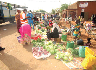 Riposte au COVID-19 à Ziniaré : vendeuses de légumes et bouchers sensibilisés aux gestes barrières
