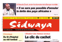 Une Sidwaya du vendredi 17 au dimanche 19 avril 2020