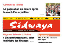 Une Sidwaya du 15 avril 2020
