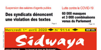 Une Sidwaya du 1er avril 2020