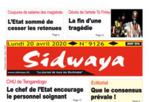 Une sidwaya du 20 04 2020