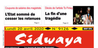 Une sidwaya du 20 04 2020