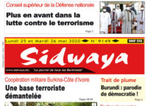 Une Sidwaya du lundi 25 et mardi 26 mai 2020