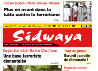 Une Sidwaya du lundi 25 et mardi 26 mai 2020
