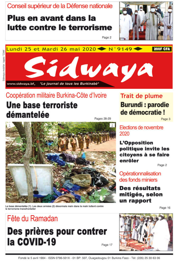 Une Sidwaya du 25 et 26-05-2020