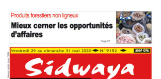 Une Sidwaya du vendredi 29 au dimanche 31 mai 2020