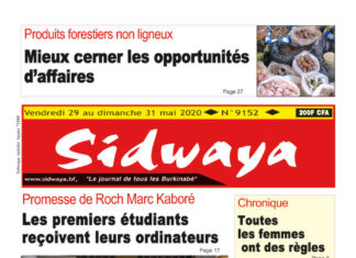 Une Sidwaya du vendredi 29 au dimanche 31 mai 2020