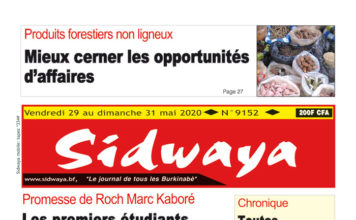 Une Sidwaya du vendredi 29 au dimanche 31 mai 2020