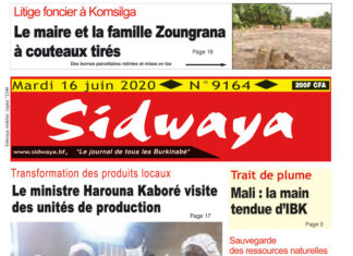 Une sidwaya du 16-06-2020
