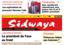 Une Sidwaya du 19 au 21 juin 2020