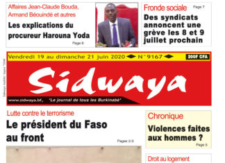 Une Sidwaya du 19 au 21 juin 2020