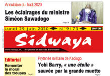 Une Sidwaya du lundi 29 juin 2020