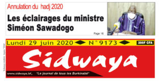 Une Sidwaya du lundi 29 juin 2020