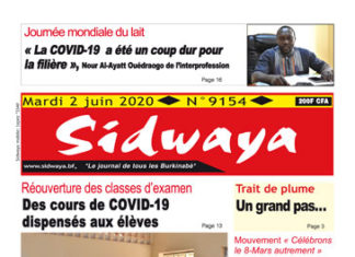 Une sidwaya du 02 06 2020