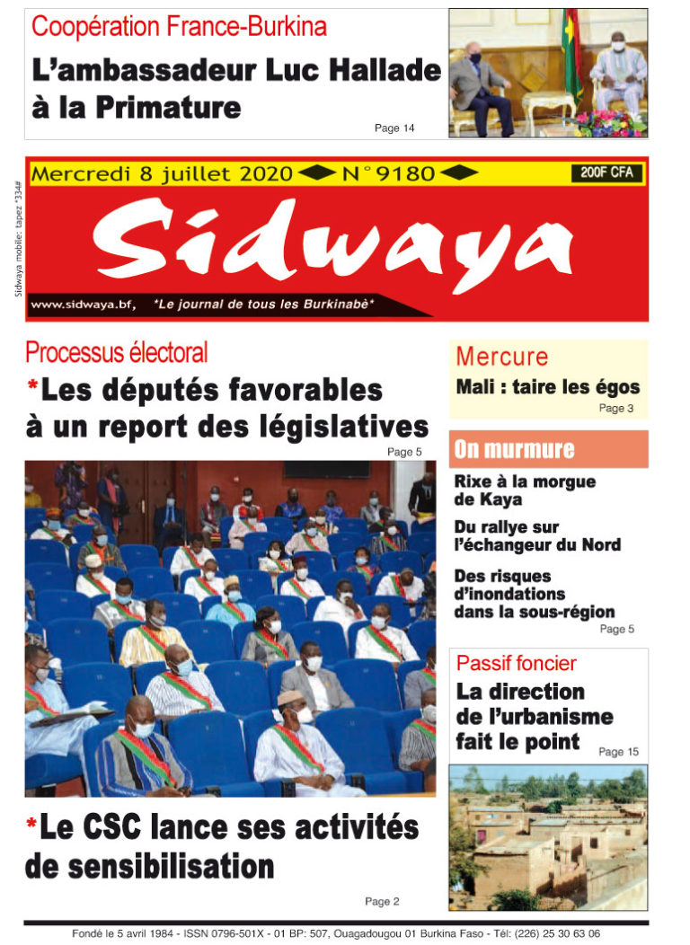 Une Sidwaya du mercredi 08 juillet 2020