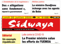 Une Sidwaya du lundi 20 juillet 2020