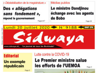 Une Sidwaya du lundi 20 juillet 2020