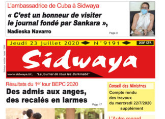 Une Sidwaya du 23 juillet 2020