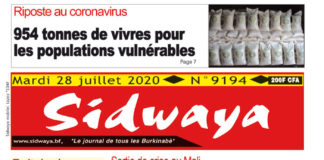 Une Sidwaya du 28 juillet 2020
