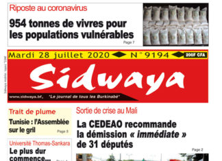 Une Sidwaya du 28 juillet 2020