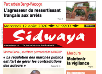 Une Sidwaya du 12 août 2020