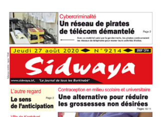 Une sidwaya du 27 08 2020