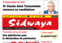 Une sidwaya du 06 08 2020