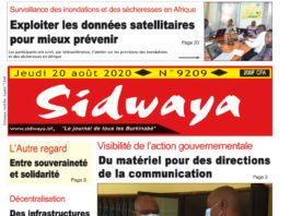 Une Sidwaya du jeudi 20 août 2020