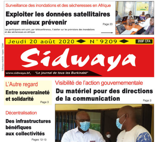 Une Sidwaya du jeudi 20 août 2020