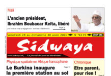 Une Sidwaya du vendredi 28 au dimanche 30 août 2020