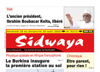Une Sidwaya du vendredi 28 au dimanche 30 août 2020